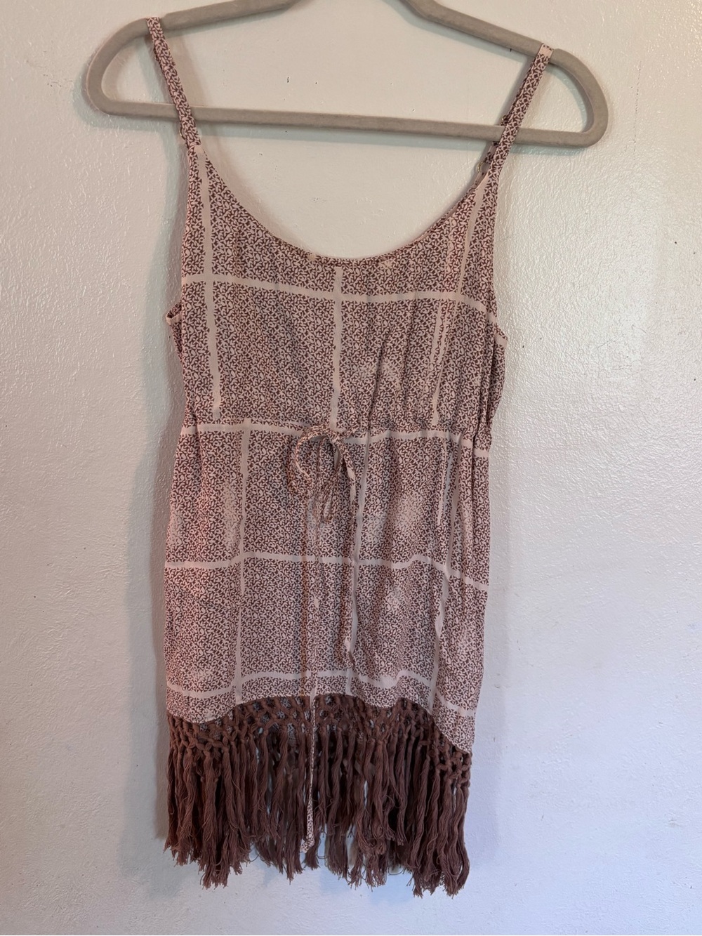 CAbi Sleeveless Floral Shift Dress in Blush and Taupe